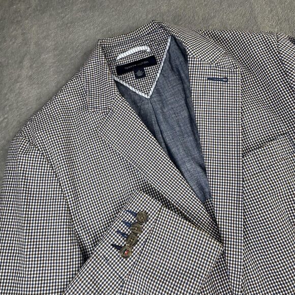 Tommy Hilfiger Sport Coat Blazer Mens Medium Gingham Special Edition Two Button - Picture 1 of 16